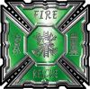 
	Aztec Style Modern Edge Fire Fighter Maltese Cross Decal in Green
