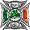 
	Celtic Style Rough Steel Fire Fighter Maltese Cross Decal with Irish Flag and Shamrock