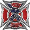 
	Celtic Style Rough Steel Fire Fighter Maltese Cross Decal with Confederate Rebel Flag