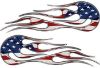 
	Hot Rod Classic Car Style Flame Graphics with Silver Outline with American Flag
