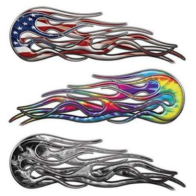 Old School Street Rod Classic Motorcycle Twin Flame Decals