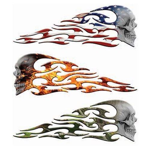 #111 SCARY TRIBAL SKULL FLAME ANY SIZE OR COLOR CUSTOM CUT VINYL DECAL STICKER