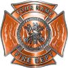 
	Personalized Fire Fighter Maltese Cross Decal with Flames in Orange
