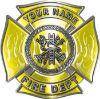
	Personalized Fire Fighter Maltese Cross Decal with Flames in Yellow
