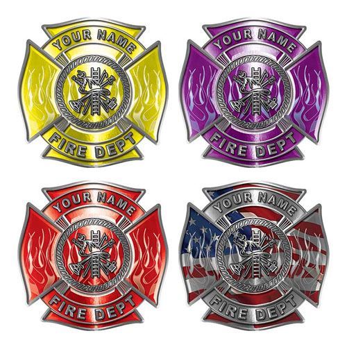 12" Custom Fire Maltese Cross emblem firefighter fun sticker truck Vinyl Decal