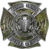 
	Personalized Fire Fighter Maltese Cross Decal with Flames and Star of Life in Camouflage
