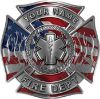 
	Personalized Fire Fighter Maltese Cross Decal with Flames and Star of Life with American Flag
