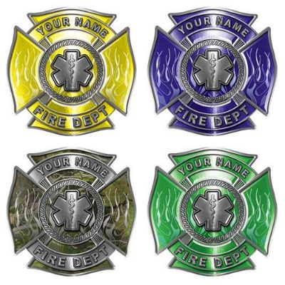 Custom EMS Firefighter Decal with Star of Life and Flames