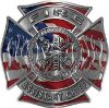 
	Fire Assistant Chief Maltese Cross with Flames Fire Fighter Decal with American Flag
