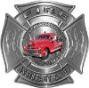 
	Fire Assistant Chief Maltese Cross with Flames Fire Fighter Decal with Antique Fire Truck
