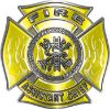 
	Fire Assistant Chief Maltese Cross with Flames Fire Fighter Decal in Yellow
