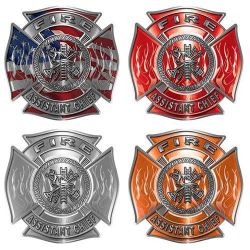 Assistant Chief Firefighter Decal with Flames and Fire Scramble