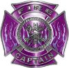 
	Fire Captain Maltese Cross with Flames Fire Fighter Decal in Purple
