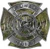 
	Fire Chief Maltese Cross with Flames Fire Fighter Decal in Camouflage
