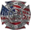 
	Fire Chief Maltese Cross with Flames Fire Fighter Decal with American Flag

