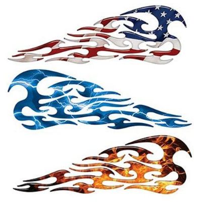 Fuel Tank tribal flame racer Decal Vinyl Motorcycle Motorbike Stickers X 2 A023 