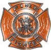 
	Fire Fighter Maltese Cross Decal with Flames in Orange
