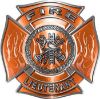 
	Fire Lieutenant Maltese Cross with Flames Fire Fighter Decal in Orange
