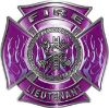 
	Fire Lieutenant Maltese Cross with Flames Fire Fighter Decal in Purple
