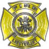 
	Fire Lieutenant Maltese Cross with Flames Fire Fighter Decal in Yellow
