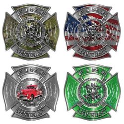 Firefighter Lieutenant Maltese Cross Decals with Flames