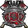 
	Fire Fighter Assistant Chief Maltese Cross Flaming Axe Decal Reflective in Inferno Red Flames
