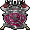 
	Fire Fighter Captain Maltese Cross Flaming Axe Decal Reflective in Pink Camo
