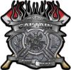 
	Fire Fighter Captain Maltese Cross Flaming Axe Decal Reflective in Diamond Plate
