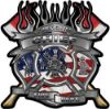 
	Fire Fighter Chief Maltese Cross Flaming Axe Decal Reflective with american flag
