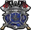 
	Fire Fighter Chief Maltese Cross Flaming Axe Decal Reflective in Inferno Blue Flames
