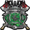 
	Fire Fighter Chief Maltese Cross Flaming Axe Decal Reflective in Inferno Green Flames
