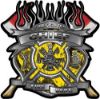 
	Fire Fighter Chief Maltese Cross Flaming Axe Decal Reflective in Inferno Yellow Flames
