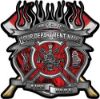
	Fire Fighter Custom Maltese Cross Flaming Axe Decal Reflective in Inferno Red Flames
