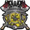 
	Fire Fighter Custom Maltese Cross Flaming Axe Decal Reflective in Inferno Yellow Flames

