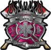
	Fire Fighter emt Maltese Cross Flaming Axe Decal Reflective in Pink Camo

