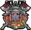 
	Fire Fighter emt Maltese Cross Flaming Axe Decal Reflective in Real Fire
