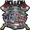 
	Fire Fighter emt Maltese Cross Flaming Axe Decal Reflective with american flag
