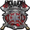 
	Fire Fighter emt Maltese Cross Flaming Axe Decal Reflective in Inferno Red Flames
