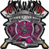 
	Fire Fighter Girlfriend Maltese Cross Flaming Axe Decal Reflective in Inferno Pink Flames

