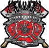 
	Fire Fighter Girlfriend Maltese Cross Flaming Axe Decal Reflective in Red

