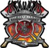 
	Fire Fighter Lieutenant Maltese Cross Flaming Axe Decal Reflective in Real Fire

