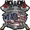
	Fire Fighter Lieutenant Maltese Cross Flaming Axe Decal Reflective with american flag

