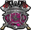 
	Fire Fighter Lieutenant Maltese Cross Flaming Axe Decal Reflective in Inferno Pink Flames
