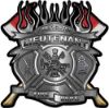 
	Fire Fighter Lieutenant Maltese Cross Flaming Axe Decal Reflective in Silver

