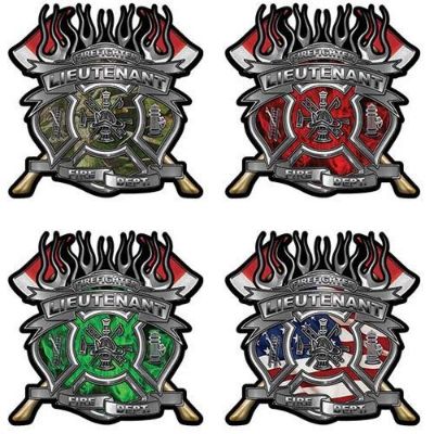 Firefighter Lieutenant Decals with Maltese Cross and Axes