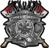 
	Fire Fighter Maltese Cross Flaming Axe Decal Reflective in Inferno Gray Flames
