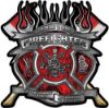 
	Fire Fighter Maltese Cross Flaming Axe Decal Reflective in Inferno Red Flames
