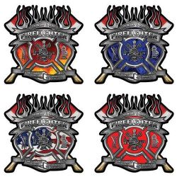 Firefighter Decals with Maltese Cross and Axes