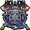 
	Fire Fighter Paramedic Maltese Cross Flaming Axe Decal Reflective in Inferno Blue Flames
