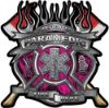 
	Fire Fighter Paramedic Maltese Cross Flaming Axe Decal Reflective in Inferno Pink Flames
